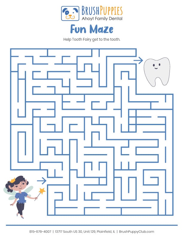Fun Dental Maze Worksheet