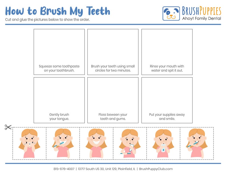 How to Brush your Teeth Child Worksheet